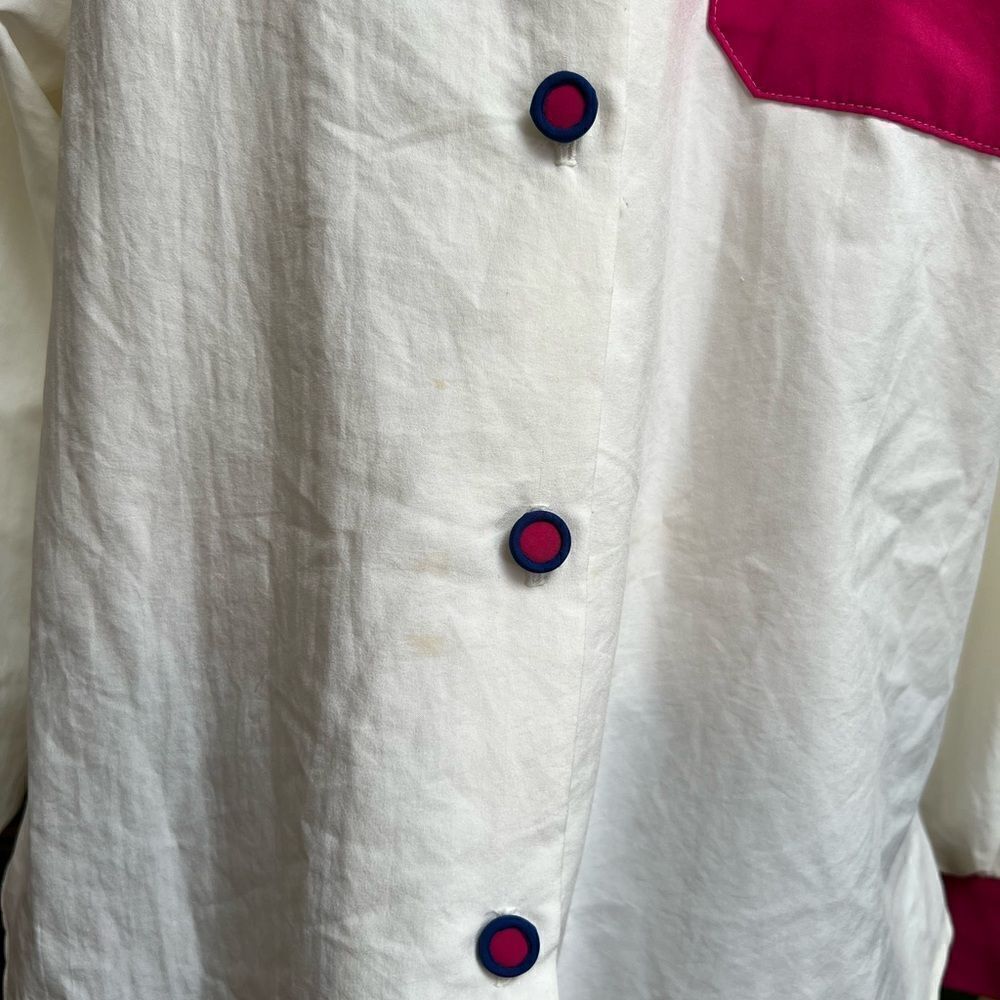 Rad Vintage 1990s Vivid Colorblock Double Collar Button Down Blouse - Picture 11 of 12